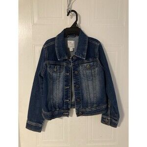 Boho Classic Blue Jean Denim Trucker Jacket Kids Size Medium 7/8